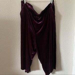 BURGUNDY PURPLE VELVET CULOTTE PANT